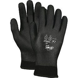 Memphis X-Large Ninja ICE Black HPT Foam Sponge Palm And Fingertip Coated Work Glove With Black 7 Gauge Acrylic Terry And 15 Gauge Nylon Double Liner