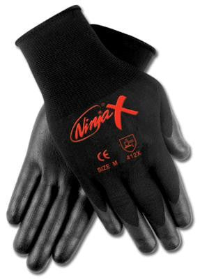 Memphis X-Large Ninja X 15 Gauge Black Polyurethane And Nitrile Dipped Palm And Finger Coated Work Gloves With Black Nylon And Lycr Liner