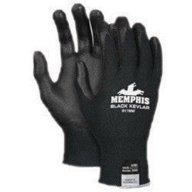 Memphis Gloves X-Large  Black Kevlar 13 Gauge Cut Resistant Black Nitrile Foam Dipped Palm And Fingertip Coated Work Gloves With Black Seamless Synthetic Knit Kevlar Liner