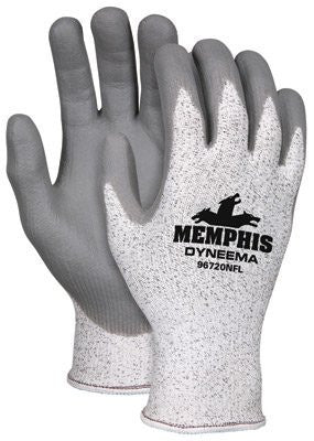 Memphis Gloves Large Dyneema 13 Gauge Cut Resistant Gray Nitrile And Foam Palm And Fingertip Coated Work Gloves With White And Gray Dyneema Liner