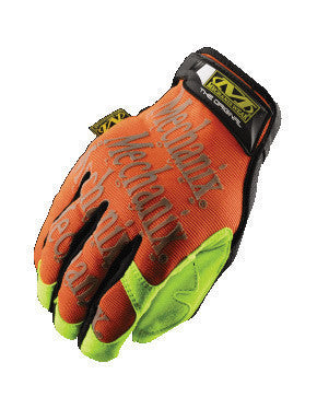 Mechanix Wear X-Large Hi-Viz Orange And Hi-Viz Yellow The Safety Original Full Finger Synthetic Leather And Spandex Mechanics Gloves With Hook and Loop Cuff, Clarino Synthetic Leather Palm, And 3M Scotchlite Reflective Ink Graphic Pattern Print