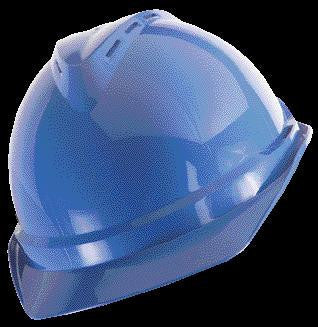 MSA Blue V-Gard 500 Class C Type I Polyethylene Vented Hard Cap With Fas-Trac 4 Point Suspension And Glaregard Underbrim