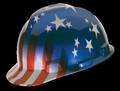 MSA V-Gard Freedom Series Class E Type I Hard Cap With Fas-Trac Suspension And American Stars And Stripes