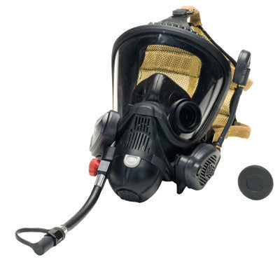 MSA Large Black Polymer FireHawk M7 PTC Full Face Facepiece With SpeeD-ON Head Harness, Nosecup, M7 HUD Bracket And Standard Speaking Diaphram