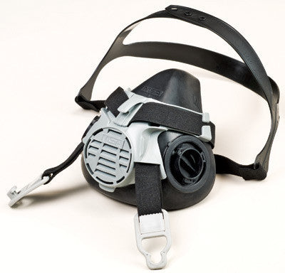 MSA Large Black Silicone Advantage 420 Half Mask Facepiece Twin Port Air Purifying Respirator With ComforTop Headband