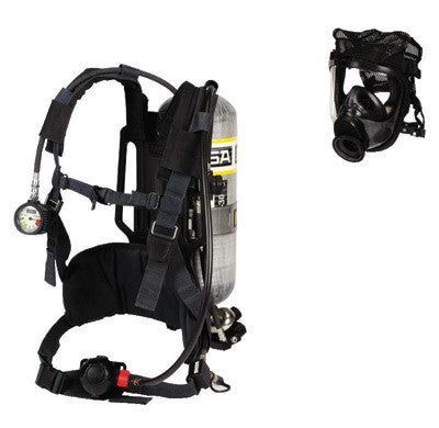 MSA AirHawk II HP Self Contained Breathing Apparatus (SCBA) With Nylon Harness With Chest Strap, Medium Hycar Rubber Advantage 4000 Facepiece With Polyester Net Head Harness And  45" Carbon Low Profile Cylinder