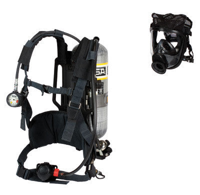 MSA AirHawk II HP Self Contained Breathing Apparatus (SCBA) With Nylon Harness With Chest Strap, Medium Hycar Rubber Advantage 4000 Facepiece With Polyester Net Head Harness, 45" Carbon Low Profile Cylinder And Hard Case