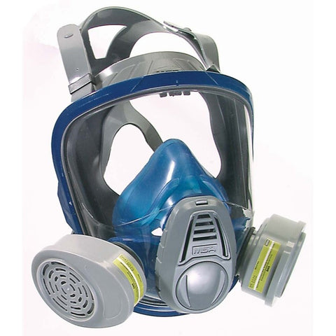 MSA Small Black Silicone Advantage 3230 Full Face Twin Port Air Purifying Respirator With Rubber Head Harness