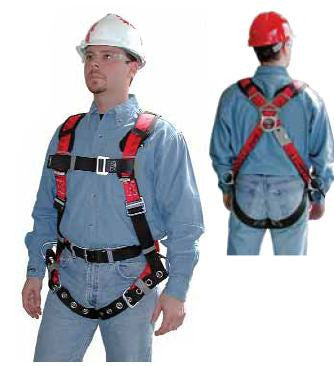 MSA Standard TechnaCurv Vest Style Harness With Qwik-Fit Chest Buckle, Tongue Leg Straps, Back D-Ring And Shoulder Padding