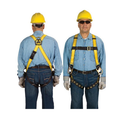 MSA Standard Workman Vest Style Harness With Qwik-Fit Chest Strap, Tongue Buckle Leg Strap And Hip And Back D-Ring