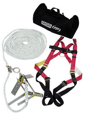 MSA X-Large Roofer's Kit (Includes X-Large Workman Vest-Style Harness With Qwik-Fit Leg Straps, 25' Rope Lifeline With Trailing Rope Grab, Roof Anchor And Storage Bag)