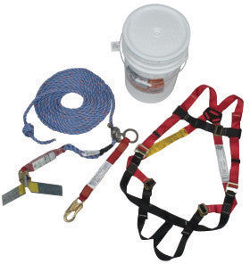 MSA X-Large Roofer's Kit (Includes X-Large Workman Vest-Style Harness With Qwik-Fit Leg Straps, 50' Rope Lifeline With Trailing Rope Grab, Roof Anchor And Bucket)