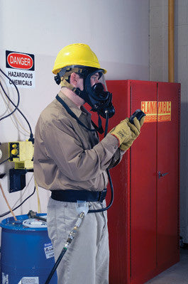MSA PremAire Cadet Supplied Air Respirator With Medium Hycar Rubber Advantage 4000 Facepiece, Net Head Harness, Push-To-Connect Firehawk MMR,  42" IP Hose And Snap-Tite AL Fittings