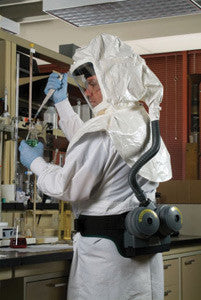 MSA White Tyvek SL Hood With Single Bib And Suspension For Use With Optimair TL Powered Respirator (4 Per Box)
