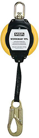 MSA 12' Workman Web Personal Fall Limiter With 1" Steel Carabiner PFL Connection And 36C Snapphook Lifeline Connection