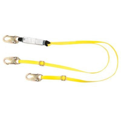 MSA Workman Twin-Leg Adjustable Shock-Absorbing Lanyard With 36C Snaphook Harness And Anchorage Connections