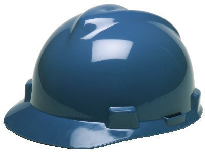 MSA Blue V-Gard Class E Type I Polyethylene Slotted Hard Cap With Fas-Trac Suspension