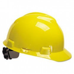 MSA Yellow V-Gard Class E Type I Polyethylene Slotted Hard Cap With Fas-Trac Suspension