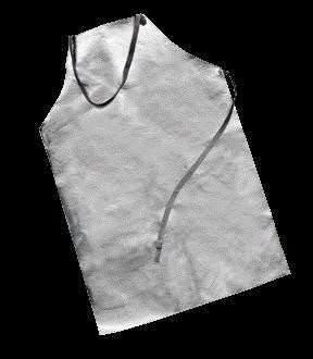 National Safety Apparel 24" X 36" Silver 16 Ounce Aluminized Acrysil Heat Resistant Bib Tie Apron With Leather Strap And Slide Snap