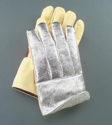 National Safety Apparel Thermobest 22 Ounce Kevlar Special Heavy 13 Ounce Reverse Fonda Wool Lined Heat Resistant Gloves With Winged Thumb, 14" Gauntlet Cuff And Aluminized Carbon Kevlar Back