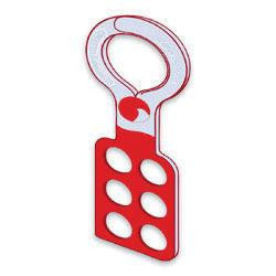 North M-Safe Red Metal Lockout Hasp 4-3/8" Length, 1" Diameter Jaw Opening, Single Scissor Type Rrubber Dipped, Accomodates 6 Padlocks