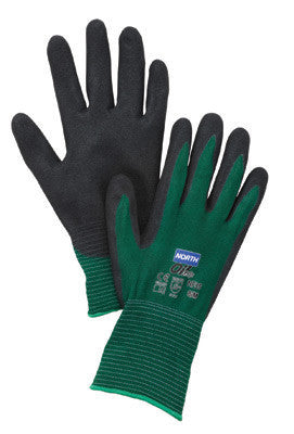 North Small NorthFlex-Oil Grip 13 Gauge High Oil Grip Black Nitrile Palm Coated Work Gloves With Green Seamless Nylon Liner