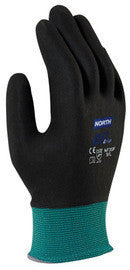 North Large NorthFlex-Oil Grip 15 Gauge High Oil Grip Black Nitrile Fully Coated Work Gloves With Green Seamless Nylon Liner