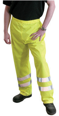 OccuNomix 3X Yellow OccuLux Lightweight Breathable Polyester Class E Pants With Snap Storm Flap Over Zipper Front Closure, 2" 3M Scotchlite Reflective Tape Striping, Removable Sleeves, Hood And Fleece Liner And Black Fabric Lower Front And Sleeves
