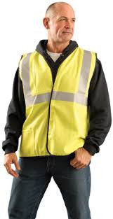 OccuNomix X-Large Hi-Viz Yellow Flame Resistant Cotton Class 2 Solid Vest With 2 Each 2" Vertical And 1 Each 2" Horizontal 3M Scotchlite Reflective Material Stripes