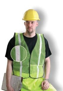 OccuNomix Regular Yellow OccuLux Lightweight Polyester And Mesh Non-ANSI Economy Vest With Front Hook And Loop Closure, 1" Glossy Tape Striping, Side Elastic Straps And 1 Pocket