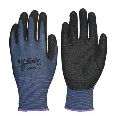 Protective Industrial Products Small G-Tek AG 13 Gauge Black Nitrile Palm And Fingertip Coated Work Gloves With Purple Seamless Nylon Liner And Knit Wrist