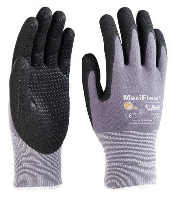 Protective Industrial Products X-Large MaxiFlex Endurance by ATG 15 Gauge Coated Work Gloves With Gray Nylon Liner, Black Micro-Foam Nitrile Dotted Palm And Fingertips And Continuous Knitwrist