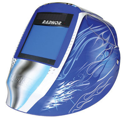 Radnor DV Series Blue, White And Silver Welding Helmet With 5 1/4" X 4 1/2" DV81 Variable Shade 5-14 Auto-Darkening Lens And Blue Fusion Graphics