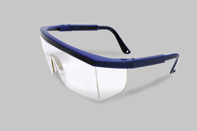 Radnor Retro Series Safety Glasses With Blue Frame, Clear Anti-Scratch Lens And Integrated Sideshields