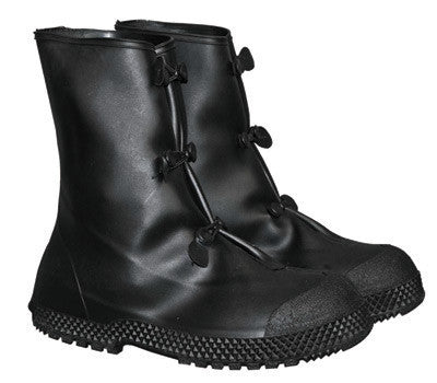 Radnor Large Black 12" PVC 3 Button Overboots With Self-Cleaning Tread Outsole