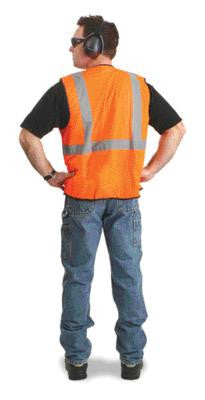 Radnor Large - X-Large Orange Lightweight Mesh Classic Economy Vest With Front Hook And Loop Closure, 2" Silver Reflective Tape Striping And 1 Pocket