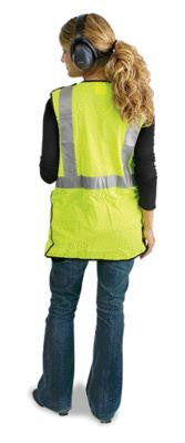 Radnor Large Yellow Lightweight Polyester Class 2 Break-Away Vest With Front Hook And Loop Closure, 2" 3M Scotchlite Reflective Tape Striping And 2 Pockets