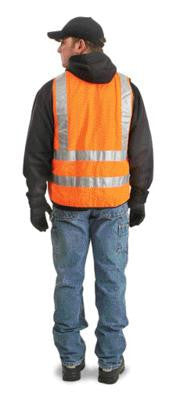 Radnor 4X Orange Lightweight Polyester Class 2 Surveyor's Vest With Zipper Front Closure, 2" 3M Scotchlite Reflective Tape Striping, Fully Dielectric, Non-Conductive Zipper And 12 Pockets