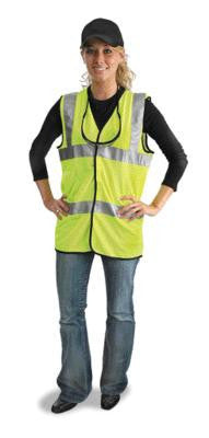 Radnor Medium Yellow Lightweight Polyester And Mesh Class 2 Classic Vest With Front Hook And Loop Closure And 2" 3M Scotchlite Reflective Tape Striping