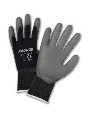 Radnor Large Gray Premium Polyurethane Palm Coated Work Gloves With 15 Gauge Nylon Liner