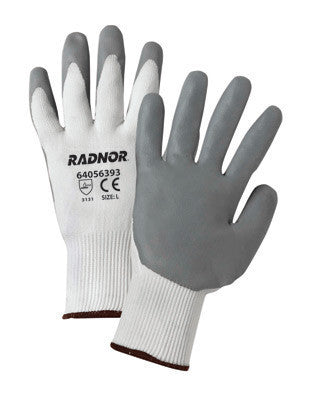 Radnor Small White Premium Foam Nitrile Palm Coated Work Glove With 15 Gauge Seamless Nylon Liner And Knit Wrist