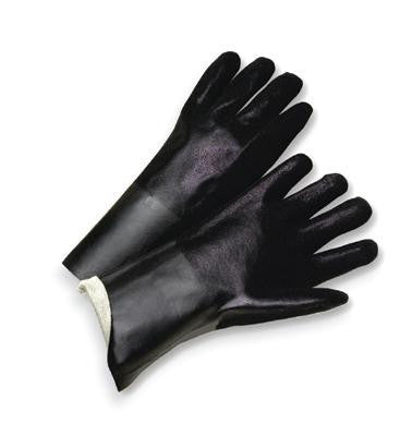 Radnor Large Black Double Dipped PVC Glove With Sandpaper Grip, Jersey Lining And Knitwrist