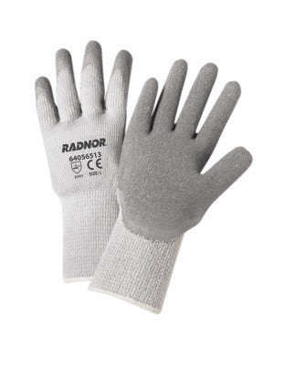 Radnor Medium Gray Thermal String Knit Cold Weather Gloves With Latex Palm Coating