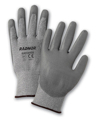 Radnor Large Gray Polyurethane Palm Coated HPPE Gloves With 13 Gauge Seamless Liner