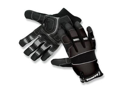 Radnor X-Large Black Premium Full Finger Sueded Leather And Spandex Mechanics Gloves With Hook and Loop Cuff, Spandex Back, Neoprene Knuckle And Wrist Pad, Suede Palm, Kevlar Patch In Thumb Crotch And PVC Grip Patches On Palm And Fingers