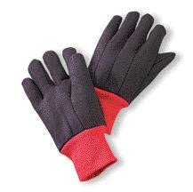 Radnor Large Brown 13 Ounce 100% Cotton Jersey Gloves With Red Knitwrist And Red 100% Cotton Fleece Lining