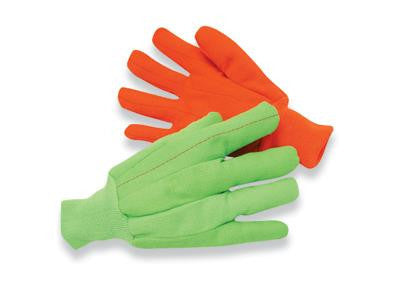 Radnor Large Hi-Viz Green 18 Ounce Cotton/Polyester Blend Fully Corded Cotton Canvas Gloves With Knitwrist And Double Palm