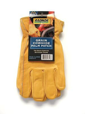 Radnor Small Premium Grain Double Leather Palm Cowhide Unlined Drivers Gloves With Keystone Thumb, Slip-On Cuff, Double Stitched Hem And Shirred Elastic Back (Carded)