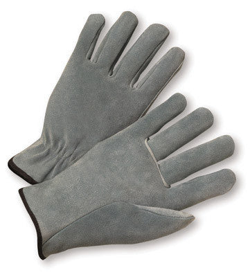 Radnor Medium Split Cowhide Unlined Drivers Gloves With Straight Thumb, Slip-On Cuff, Color-Coded Hem And Shirred Elastic Back