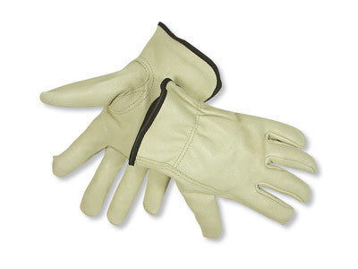 Radnor X-Large Tan Pigskin Fleece Lined Cold Weather Gloves With Keystone Thumb, Slip On Cuffs, Color Coded Hem And Shirred Elastic Wrist